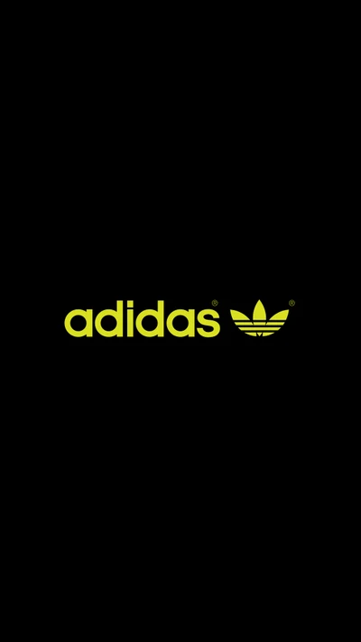 Logo Adidas avec trois rayures jaunes sur fond noir