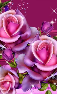 abstract, pink roses flowers wallpaper