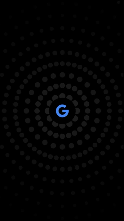 Logo de Google G con patrón de puntos circulares sobre fondo negro