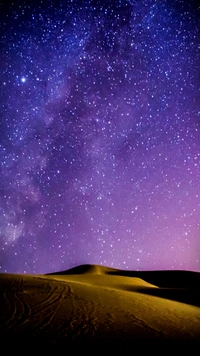 Noite estrelada sobre dunas do deserto