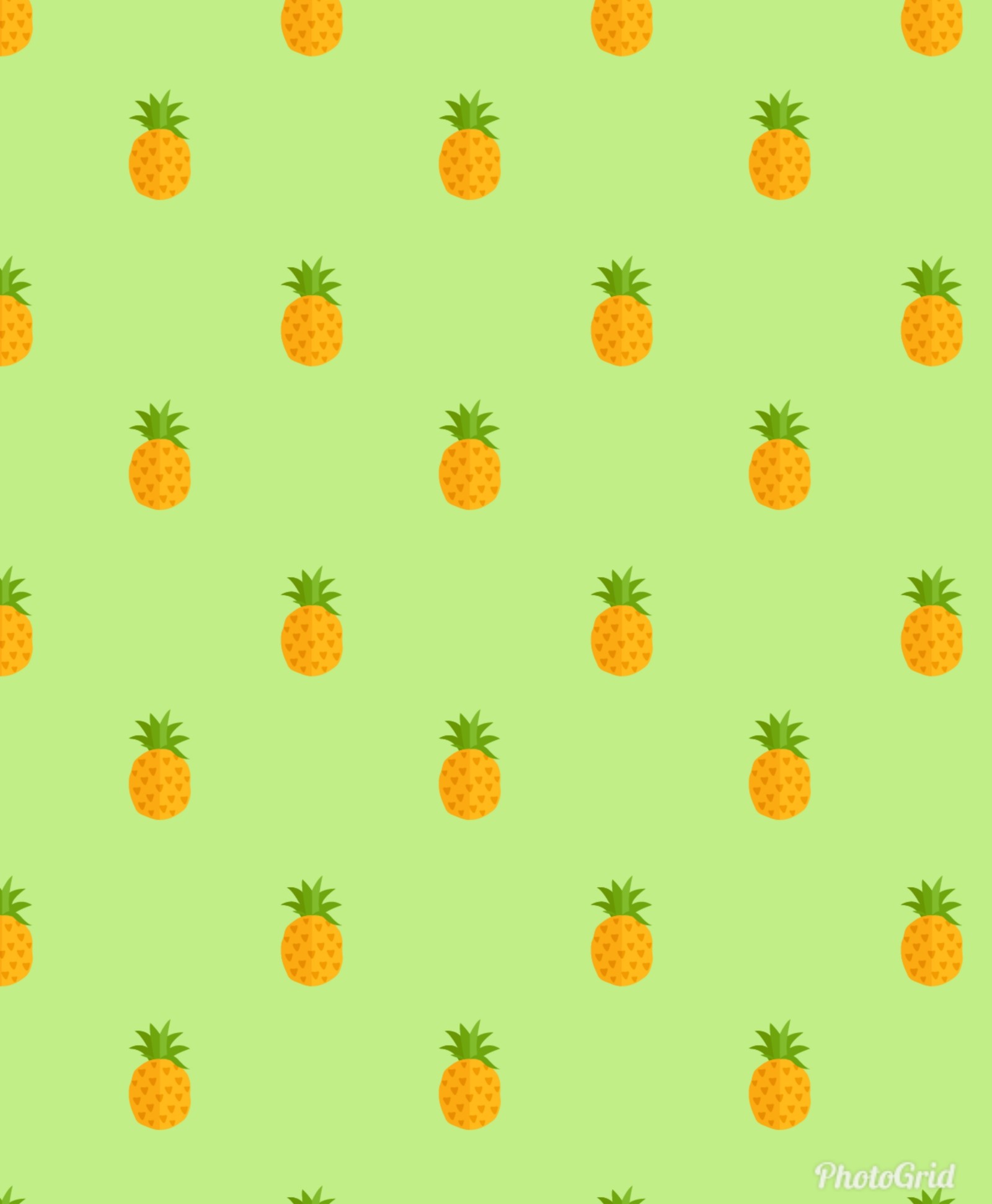 A close up of a pattern of pineapples on a green background (anaranjado, patrones, verano, verde)