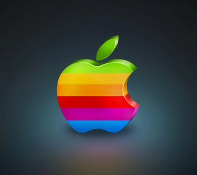 Logo de manzana arcoíris sobre un fondo oscuro