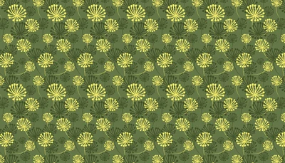 Vibrant Green Floral Pattern with Yellow Accents