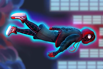 Dynamische digitale Kunst von Miles Morales in Aktion