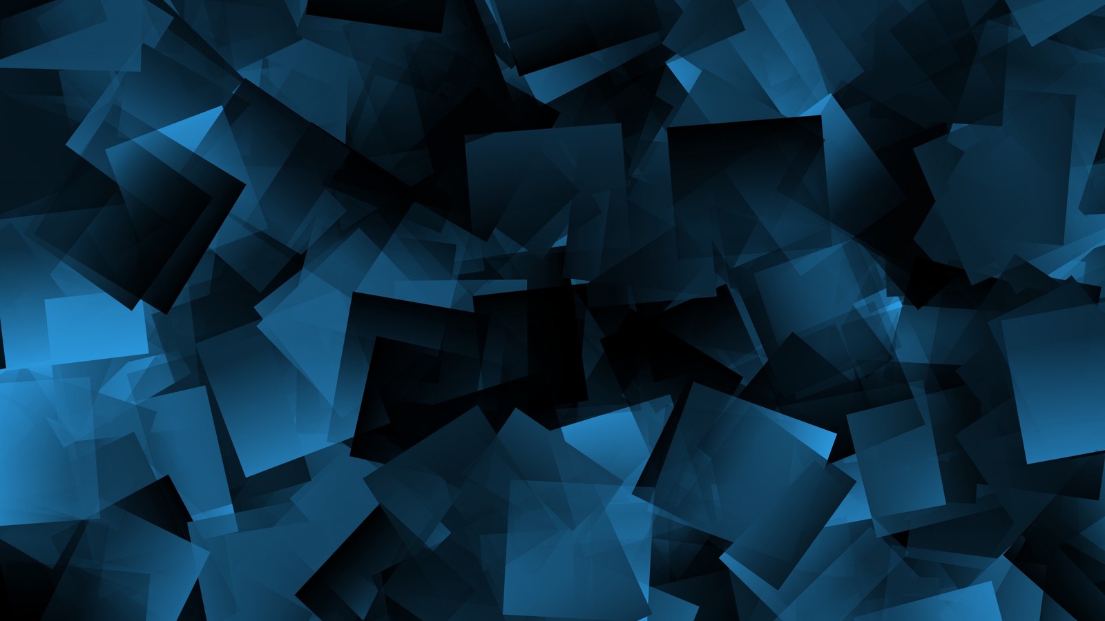 Un primer plano de un montón de cubos azules sobre un fondo negro (arte abstracto, azul, triángulo, línea, espacio)