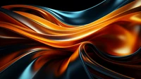 Abstract Waves of Glass: Fluid Orange and Black Elegance