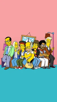 homer simpson, musician, cartoon, art, gesture wallpaper