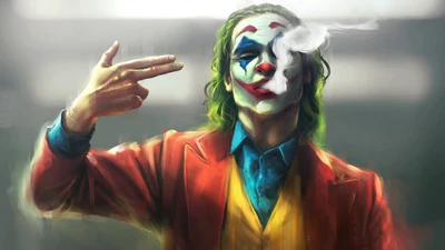 Joker Making a Finger Gun Gesture with Smoke.