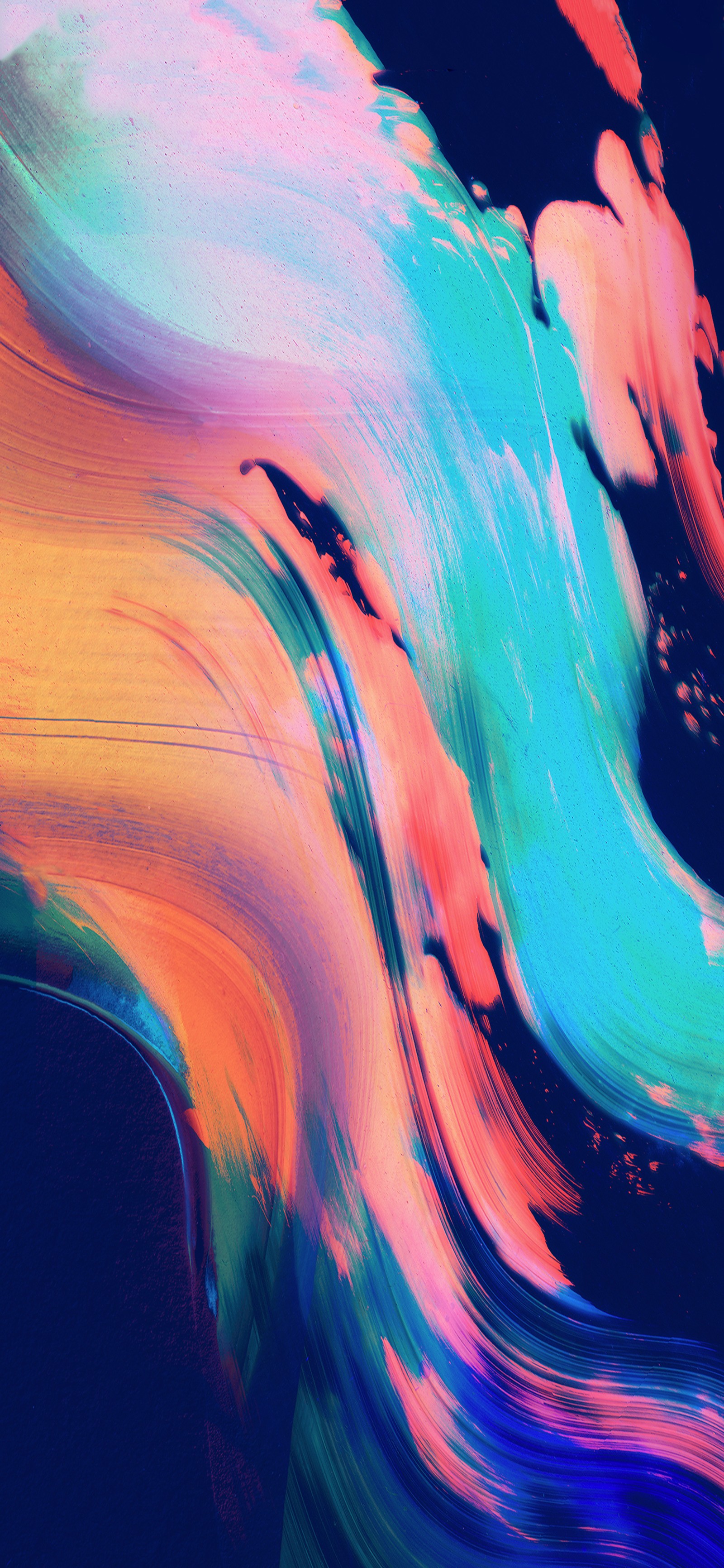 Abstract painting of a wave of colorful paint on a black background (ios 14, ios, android, apples, colorfulness)