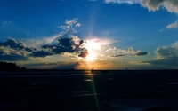 atardecer, nube, horizonte, sol, mar