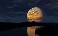 Radiant Full Moon Illuminating a Serene Landscape