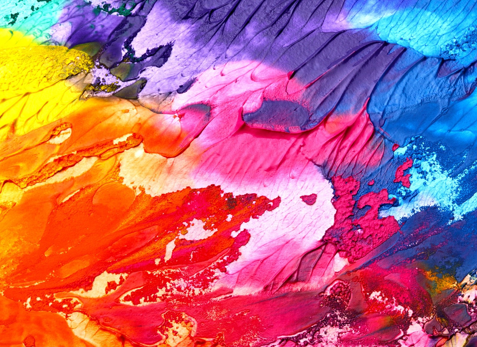 A close up of a colorful painting with lots of paint on it (abstract art, painting, acrylic paint, art, watercolor painting)