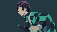 tanjirou kamado, minimalista, kimetsu no yaiba, asesino de demonios kimetsu no yaiba, demon slayer kimetsu no yaiba