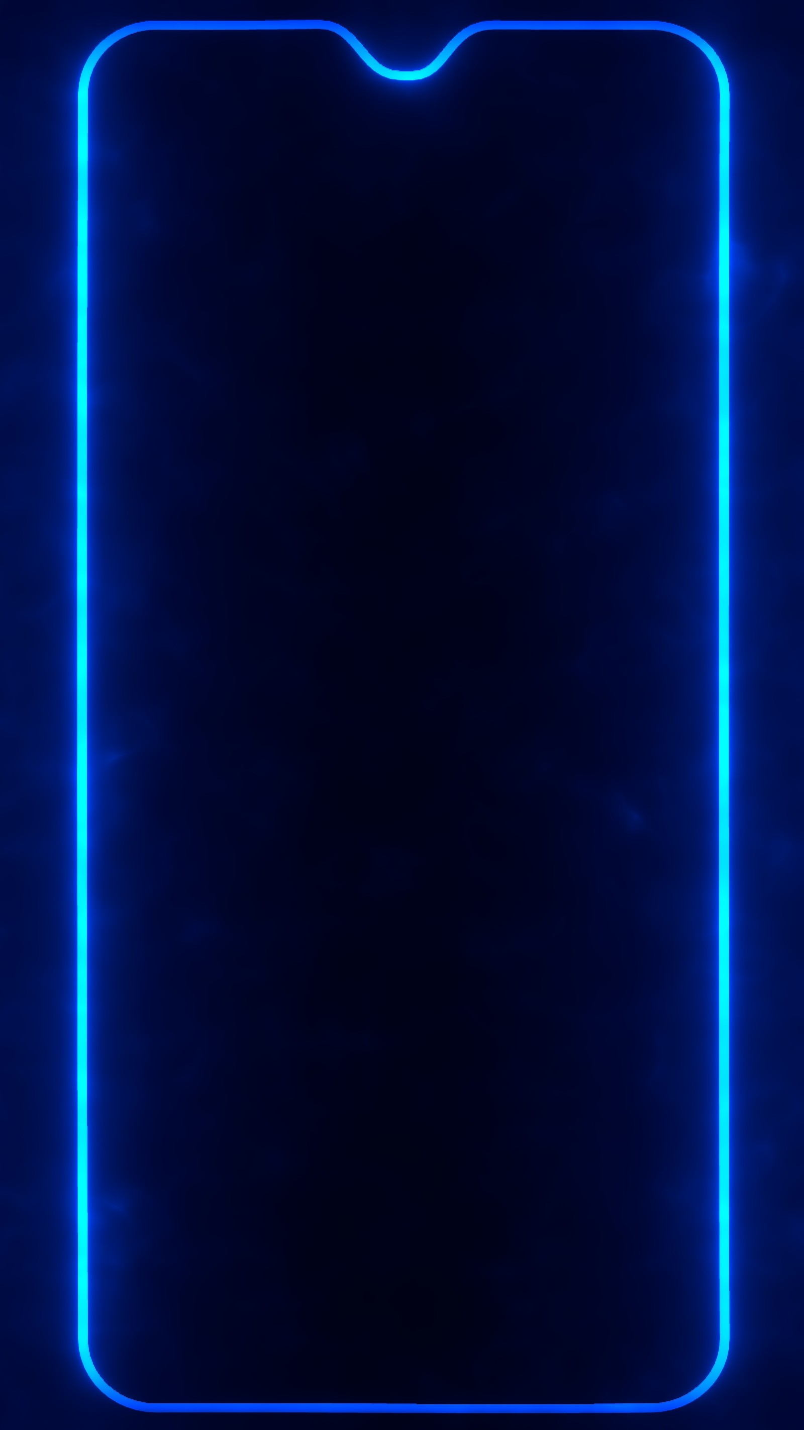 Neon blue neon frame on a black background with a dark background (amoled, border, dark, neon, notch)