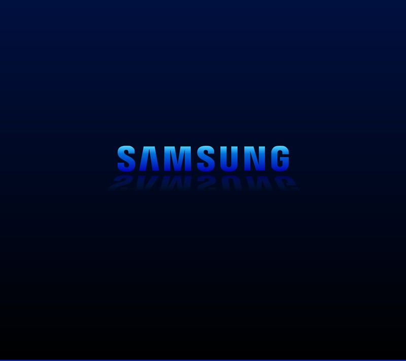 Крупный план синего логотипа samsung на черном фоне (2017, samsung)