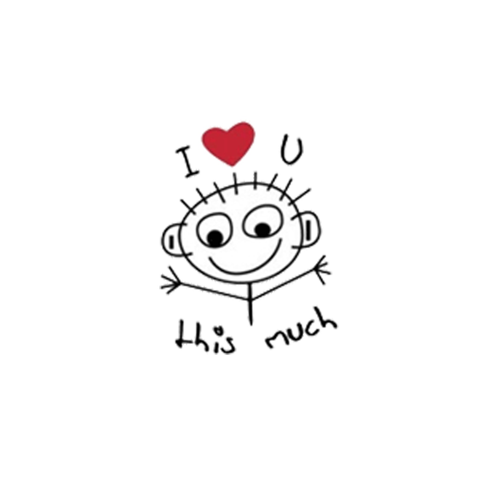 A drawing of a cartoon character with a heart on his head (family, heart, love, luv, romance)