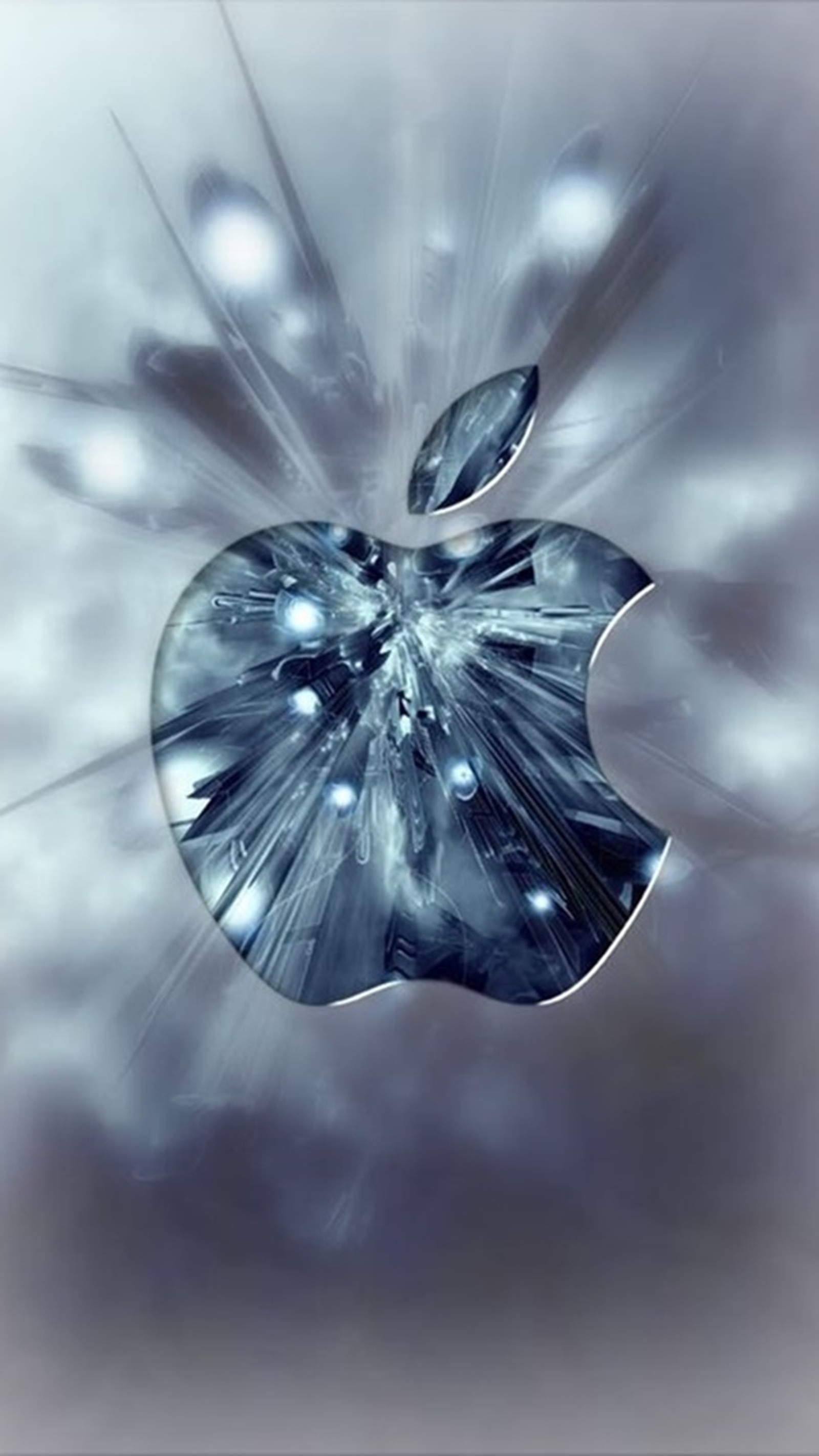 An apple logo with a burst of water on it (apple, logo)