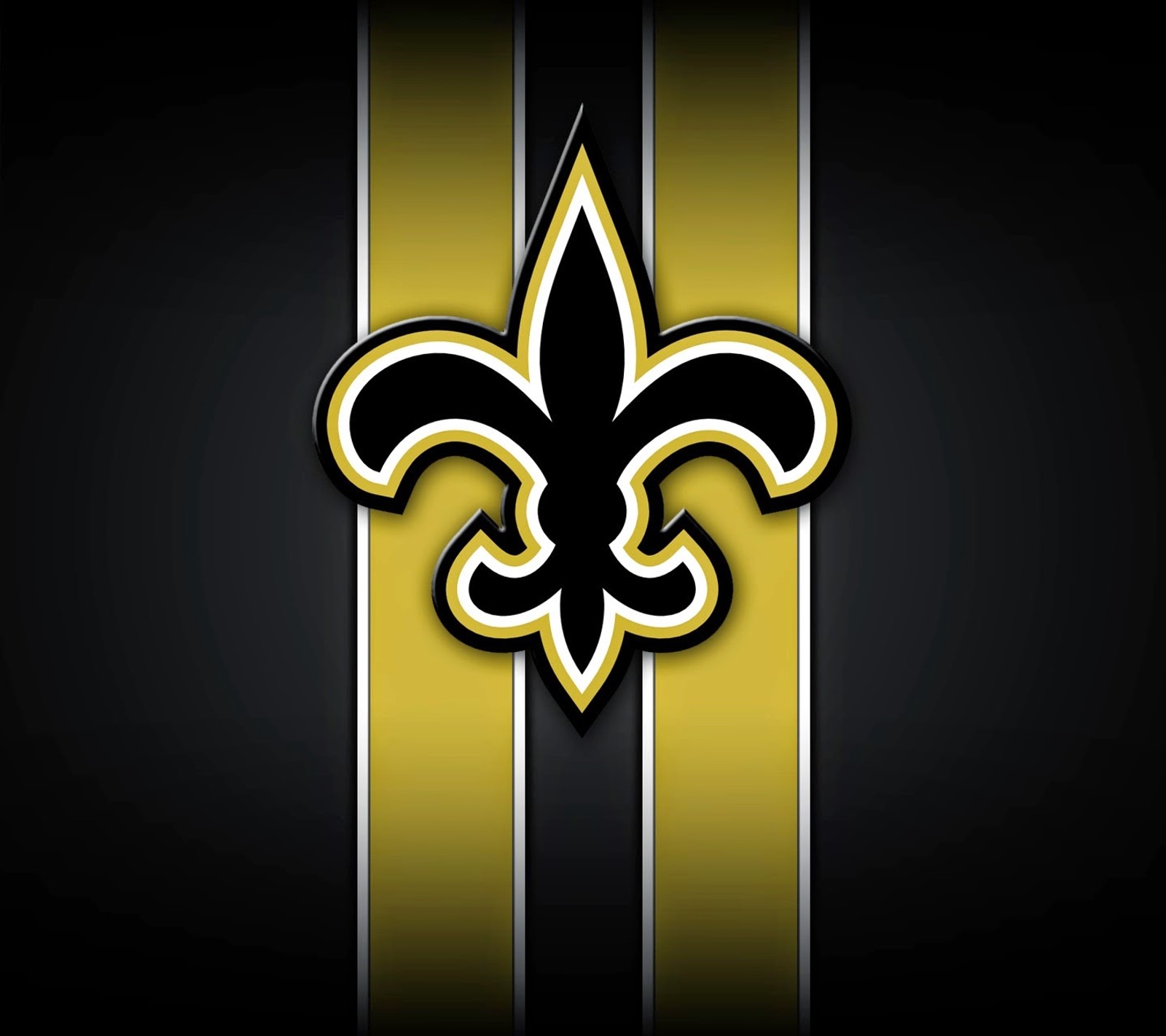 El logo de los new orleans saints sobre un fondo de rayas negras y doradas (logotipo, nuevo, nfl, santos, deporte)