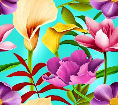 abstrato, fundo, colorido, floral, flores