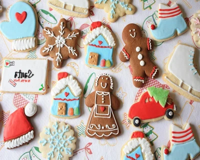 navidad, cookies figures, comida, festivo