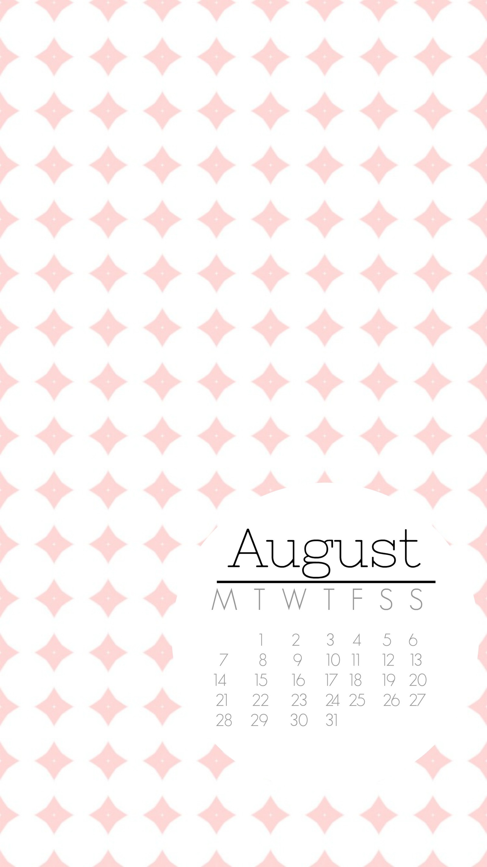 A close up of a calendar with a pink background and a white background (calendar, august, cal, aug)