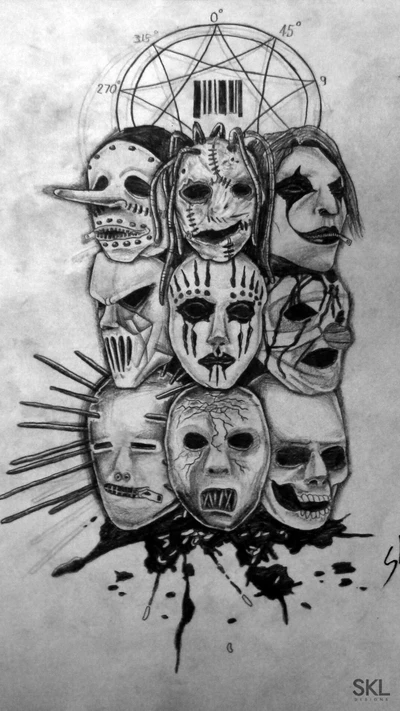 Crânes Empilés : Masques Émotifs Inspirés par Slipknot