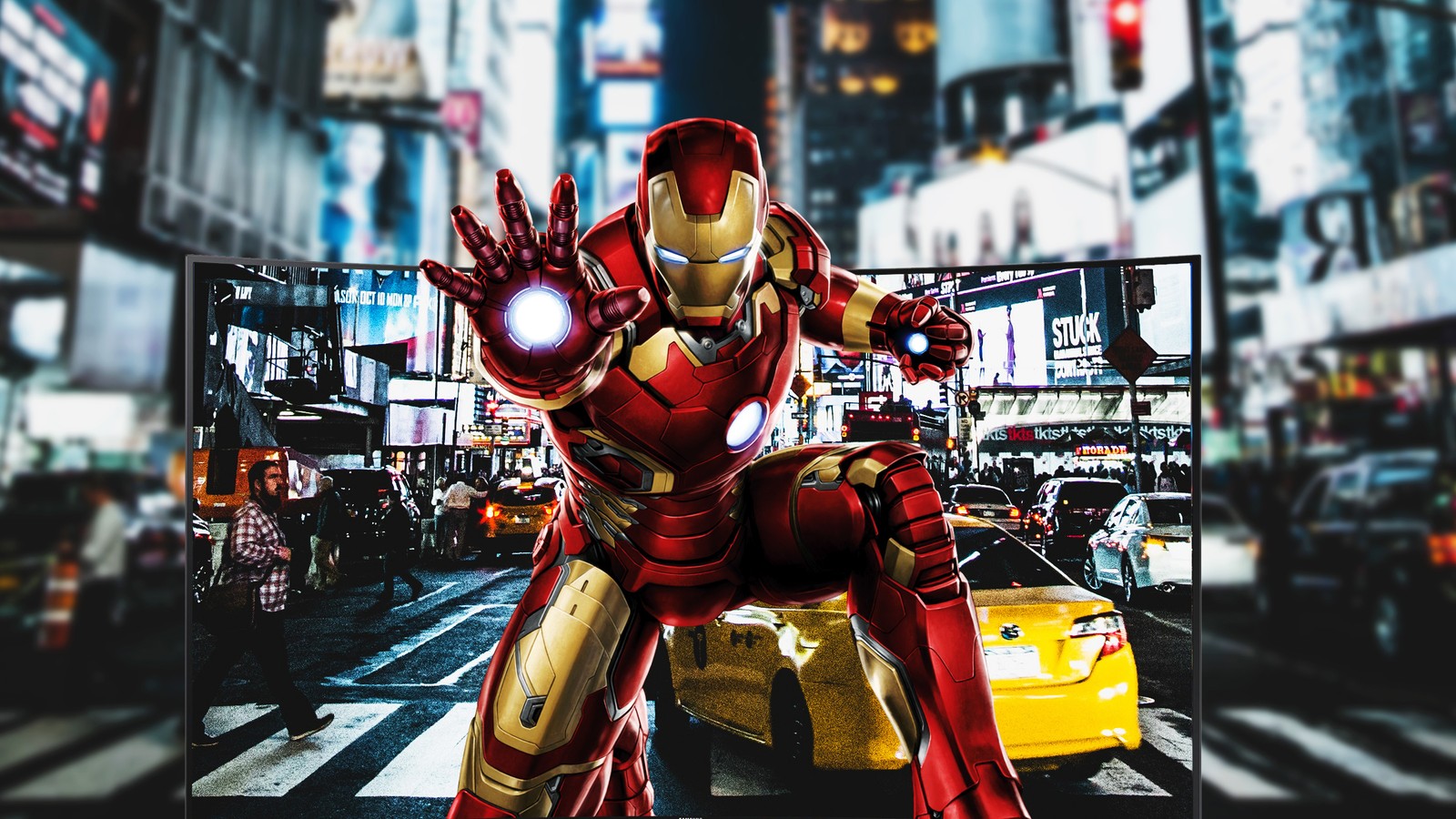 new york, iron man, superhero, action figure, fiction Download Wallpaper