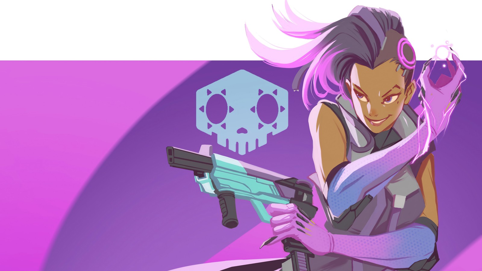 Lade sombra, overwatch, videospiel, kunst Hintergrund herunter