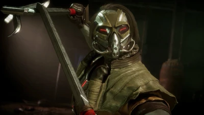 Kabal de Mortal Kombat 11 maniant ses épées crochues emblématiques.