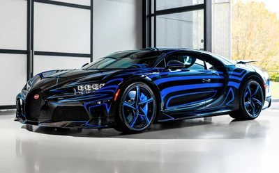 Потрясающий Bugatti Chiron Super Sport с яркими синими акцентами