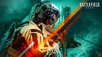 Fan Art de Battlefield 2042: Soldado en acción con elementos futuristas