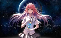 anime, cartoon, long hair, illustration, space wallpaper