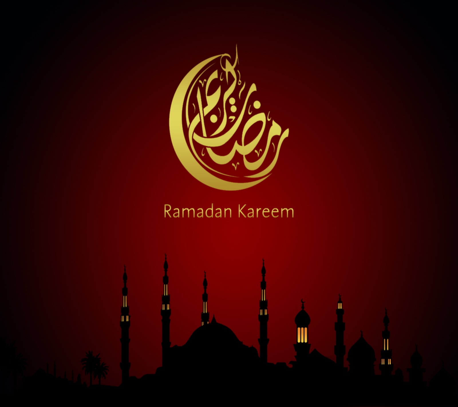 Ramadan kareem grußkarte mit moschee und mond (islam, islamisch, kareem, monat, ramadan)