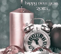 Happy New Year 2015: Timeless Celebration with Candle and Ornament