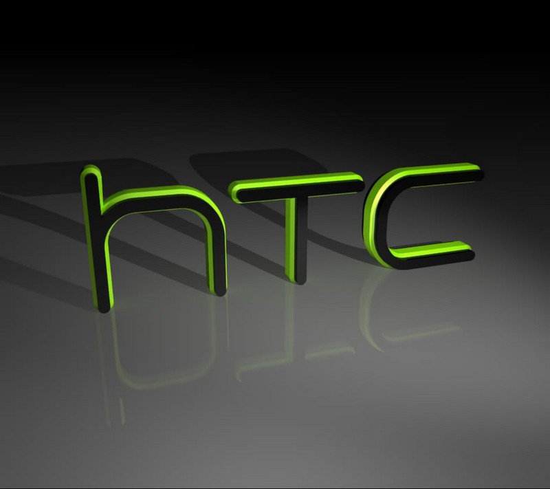 Крупный план зеленого логотипа htc на черном фоне (beograd, htc, один)