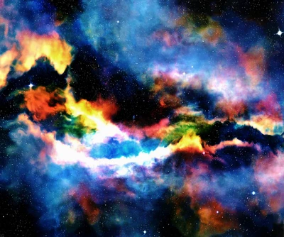 nuages, coloré, galaxie, espace