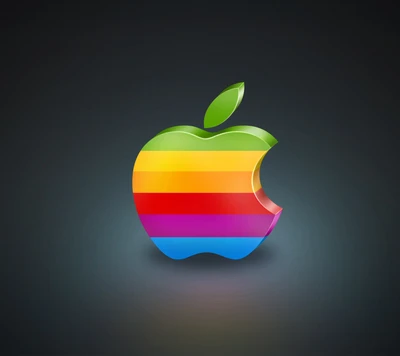 Rainbow Colored Apple Logo on Black Background