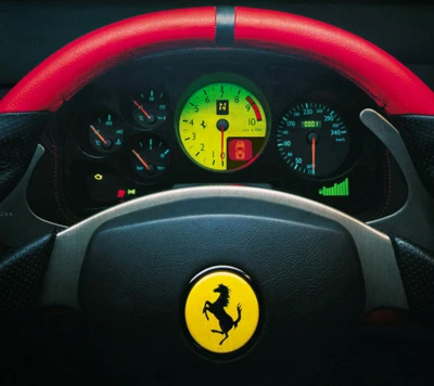 Ferrari Logo with Sporty Dashboard Display