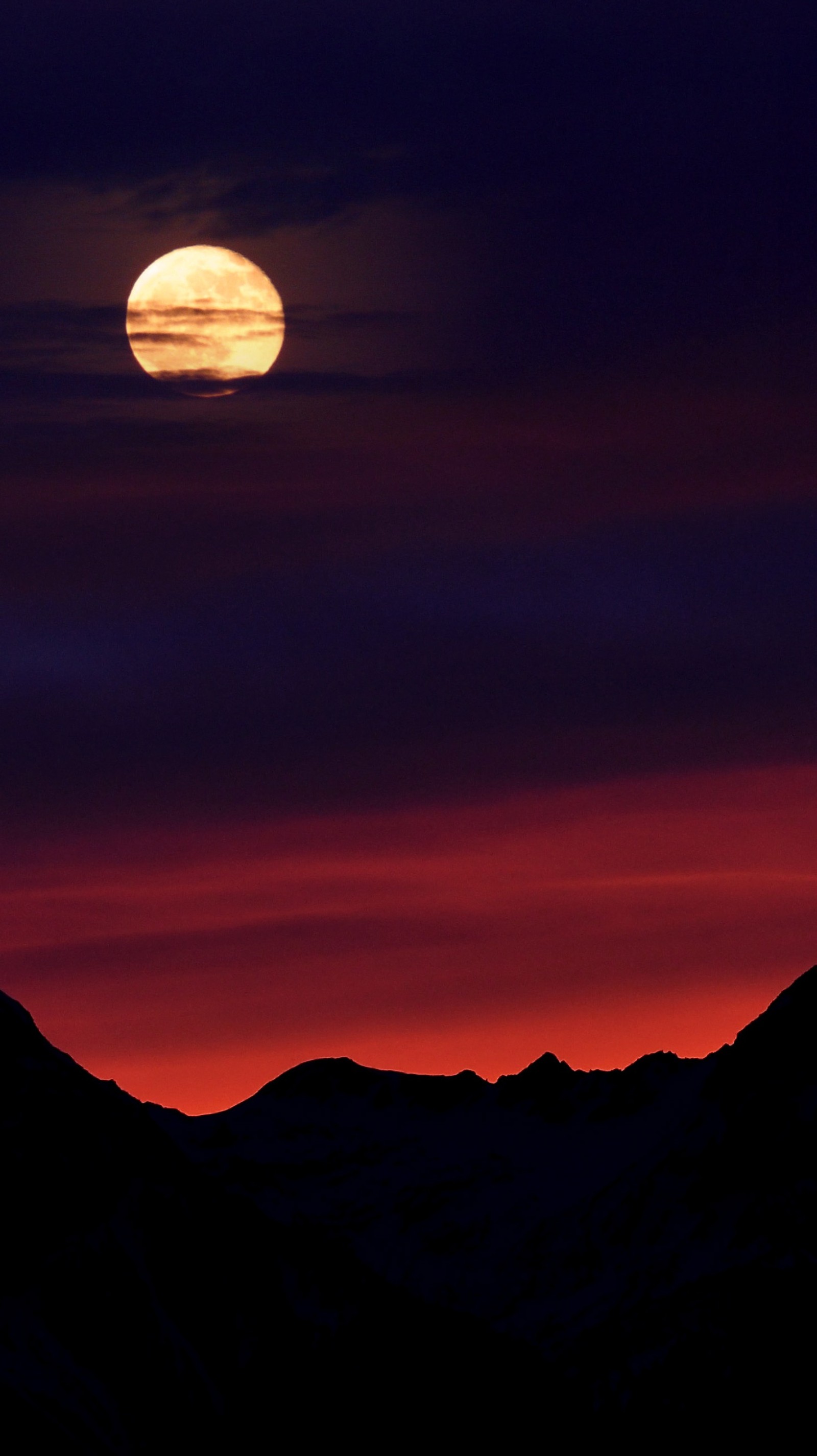 evening, landscape, moon, nature, night wallpaper