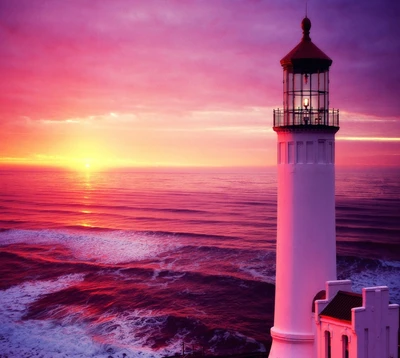 phare, coucher de soleil