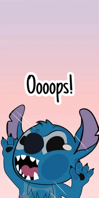 O desenho animado Stitch exclama 'Ops!