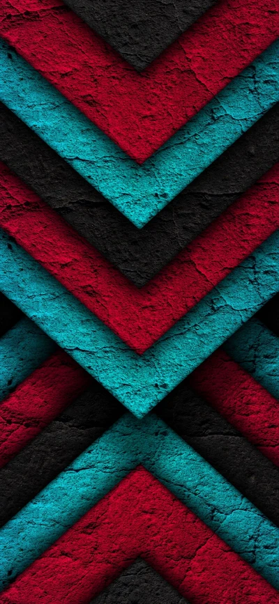 Patrón textil geométrico vibrante en azul, aqua, rojo y negro