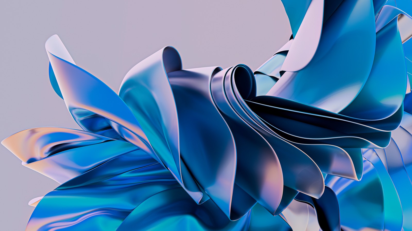 There is a close up of a blue and white flower (blue abstract, 3d background, 5k, abstract, 4k wallpaper)