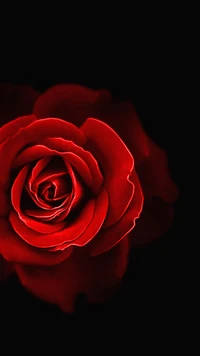 Stunning Red Hybrid Tea Rose Against a Black Background