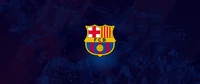 Logo du FC Barcelone sur un fond dynamique - Fond d'écran ultrawide 4K