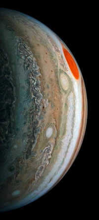 L'atmosphère dynamique de Jupiter : une vue époustouflante de tourbillons bruns et rouges