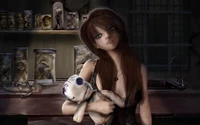 Haunting Doll and Enigmatic Girl in a Dimly Lit Room