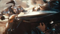 Heroic Knight Charging into Battle in Legends of Runeterra