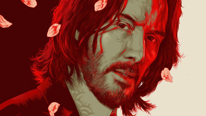 Крупный план мужчины с длинными волосами и бородой (джон уик 4, john wick chapter 4, фильм, 2023, джон уик)