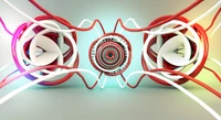 tech, red, technology, graphic design, circle wallpaper